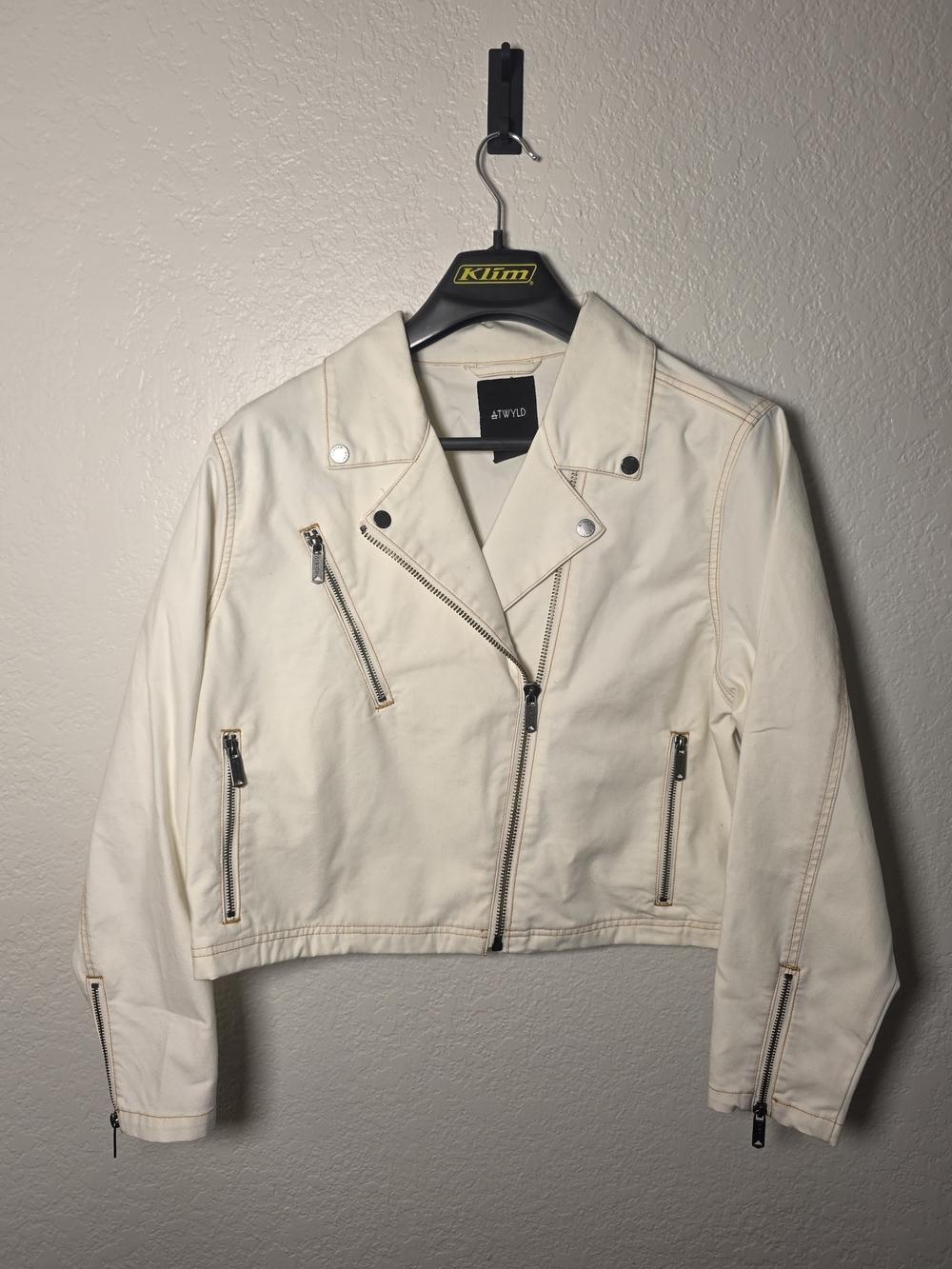 Women's Off-White Moto Linen Jacket